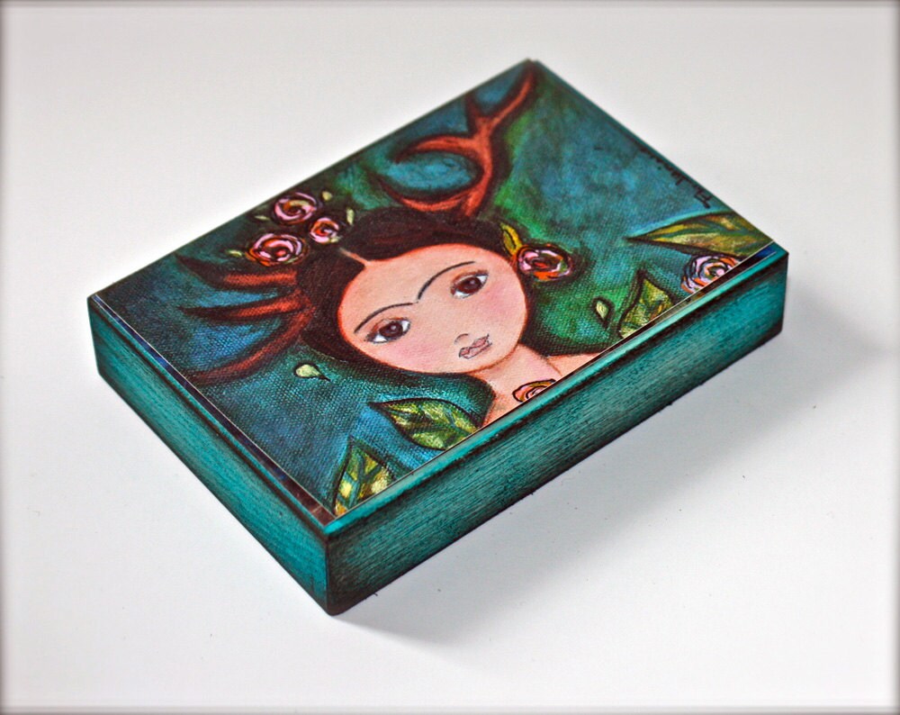 Frida Deer Aceo Giclee Print Mounted On Wood 2 5 X 3 5 Etsy