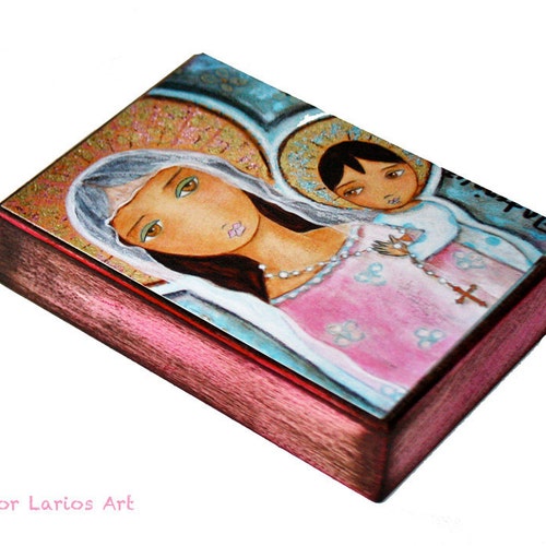Mary With Rosary Aceo Giclee Print Mounted On Wood 2 5 X Etsy Mary With Rosary Aceo Giclee Print Mounted On Wood 2 5 X Etsy