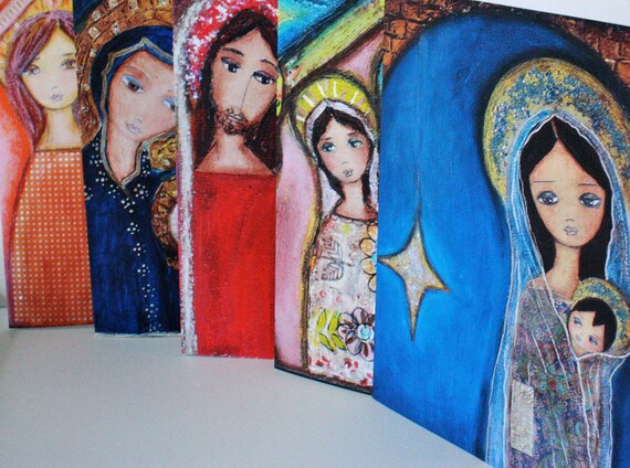 Christmas Holiday Cards Set Nativity set of Five With | Etsy
