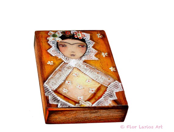 Frida Tehuana Aceo Giclee Print Mounted On Wood 2 5 X 3 5 Etsy