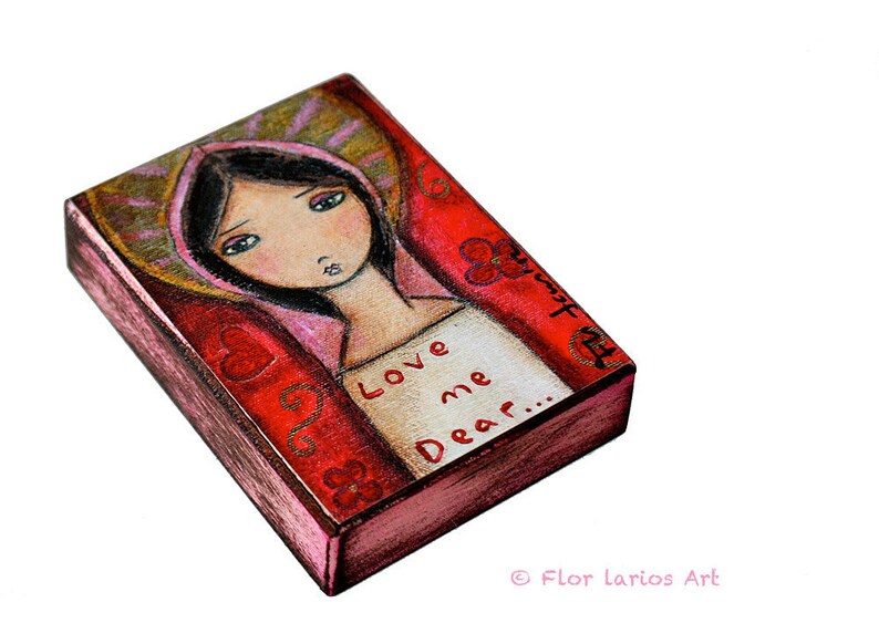 Folk Art By Flor Larios 2 5 X 3 5 Inches Aceo Giclee Print Mounted On Wood Love Me Dear Etchings Engravings Prints Lifepharmafze Com