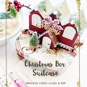 Christmas Box TUTORIAL, DIY Koffer-Box, Papier Handwerk, wie - Video Tutorial- PDF - Instant Download pdf Muster, Scrapbook-Klassen