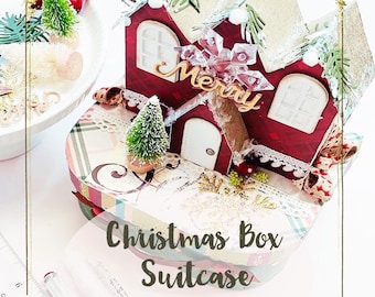 Christmas Box TUTORIAL, DIY Suitcase Box, Paper Crafts, How To - Video Tutorial- PDF - Instant Download pdf Pattern, Scrapbook Classes