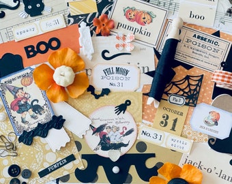 Scrapbook Kit / Halloween Embellishment Kit - Scrapbook Embellishment Kit - Embellishment Kit / Junk Journal Kit / Card Kit / Halloween Kit