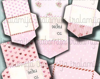 MINI SOBRES DE SAN VALENTÍN Imágenes imprimibles / Sobres del día de San Valentín / Sobres / San Valentín imprimibles / Etiquetas de San Valentín / San Valentín / Amor