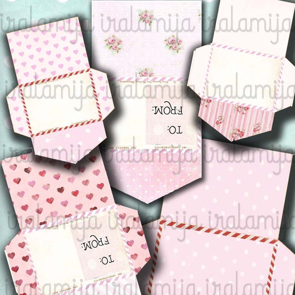 VALENTINE MINI ENVELOPES Printable Images / Valentines Day Envelopes/ Envelopes/ Valentine Printable / Valentine Tags / Valentines/ Love