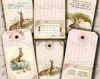 Printable EASTER BUNNY TAGS / Easter Tags / printable download Tags / Easter / Tags / Scrapbook / Easter Printable / Gift Tag / Easter Tag