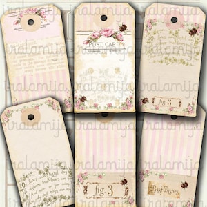 Printable TAGS / FRENCH GARDEN Tags / printable download / Vintage Style / Tags  / Vintage / Floral / Junk Journal /Vintage Tags / Tags