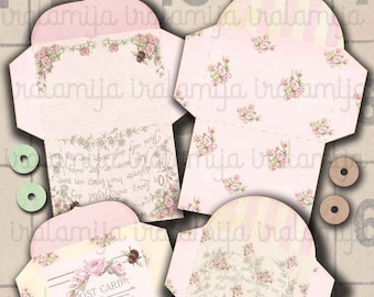 Afdrukbare ENVELOPPEN / FRANSE TUIN Grote enveloppen / Enveloppen Digitale afbeeldingen / Envelop afdrukbare download / Papieren enveloppen / Junk Journal