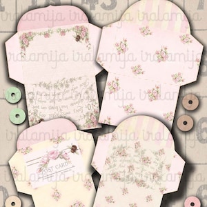 Printable ENVELOPES / FRENCH GARDEN BiG Envelopes / Envelopes Digital Images / Envelope printable download / Paper Envelopes / Junk Journal