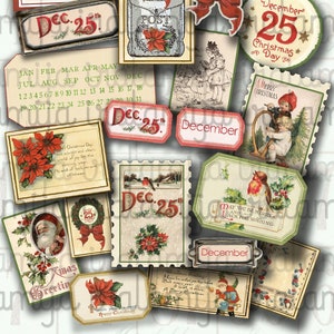 ANTIQUE CHRISTMAS Labels NO. 2, Cut outs, Cards,  Ephemera, Planner, Stickers, Scrapbook, Junk Journal, Iralamijashop, Vintage Tags