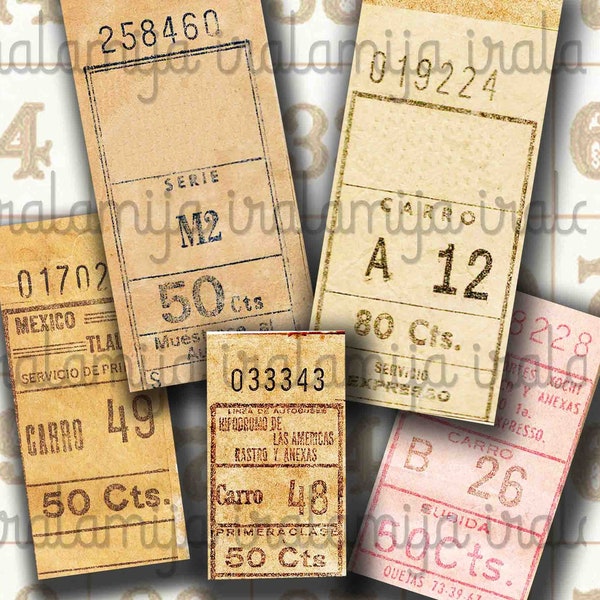 Vintage Tickets, Junk Journal Kit, Junk Journaling Digitals, Digital Tickets, Printable Tags, Junk Journal Ephemera, Embellishments, Ticket