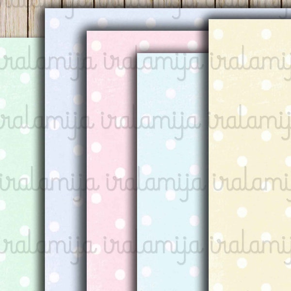 PASTEL Polka DOTS No 2 backgrounds 8.5" x 11" Collage Digital Images -printable download file-Polk dot Paper -Digital Polka Dot Paper - Dots