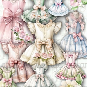 Sukienka do druku, DRESS and ROSES, Pobieranie cyfrowe, Kwiaty, Papier, Wycinanki, Dziennik śmieci, Ozdoby, Materiały do druku, Papier, Sukienka dla lalek