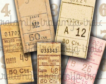 Vintage Tickets, Junk Journal Kit, Junk Journaling Digitals, Digital Tickets, Printable Tags, Junk Journal Ephemera, Embellishments, Ticket