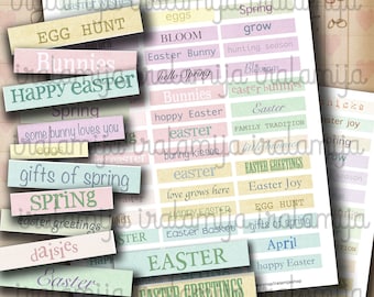 SHABBY EASTER SENTIMENTS Collage Digital Images -printable download - Digital Sheet Scrapbook / Printable Words / Words / Junk Journal