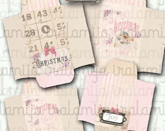 PINK Christmas Envelopes / CHRISTMAS ENVELOPES / Printable Digital Images -printable Envelopes / Christmas Images / Christmas / Junk Journal