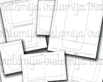 POCKET Templates Digital download / file Folder / Flaps / Pockets / Folio / Printable Pockets/ Pocket Templates / Tabs/ Flap Templates