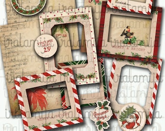 Christmas Junk Journal, Digital Download, EPHEMERA, Frames, Photos, printable,  Junk Journal - Iralamijashop , Vintage Paper, Tags, Gifts