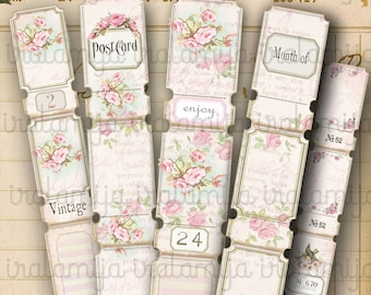 printable Tickets OLD ROSE TICKETS Digital Images - download file Digital Sheet/  Scrapbook - Printable  tickets - tickets / Junk Journal