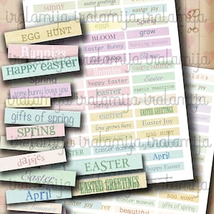 SHABBY EASTER SENTIMENTS Collage Digital Images -printable download - Digital Sheet Scrapbook / Printable Words / Words / Junk Journal