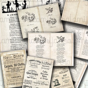 Printable Vintage BOOK, Old  Pages/ Old Book /Vintage book / Collage Digital Images / download file- Junk Journal Pages / Vintage Book Pages