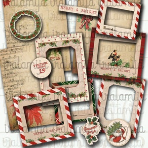 Weihnachten Junk Journal, digitaler Download, EPHEMERA, Rahmen, Fotos, printable, Junk Journal - Iralamijashop, Vintage Papier, Tags, Geschenke
