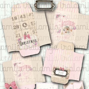PINK Christmas Envelopes / CHRISTMAS ENVELOPES / Printable Digital Images -printable Envelopes / Christmas Images / Christmas / Junk Journal