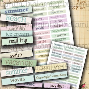 SENTIMENTOS DE VERÃO Download digital - Junk Journal - Sentimentos - Álbum de recortes digital - Palavras efêmeras / Palavras para impressão / Palavras / Junk Journal