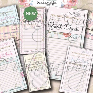 Printable Guest Check Vintage Style Guest Check / Vintage Guest Check/ Scrapbook/ Printable Guest Check/ Shabby Guest Check/ Guest Checks image 1