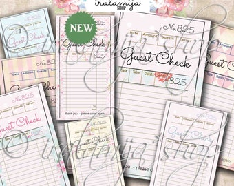 Printable Guest Check - Vintage Style Guest Check  / Vintage Guest Check/ Scrapbook/ Printable Guest Check/ Shabby Guest Check/ Guest Checks