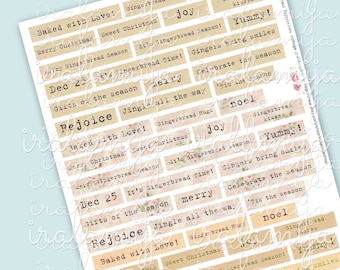 Süße WEIHNACHTSAUSDRÜCKE Collage Digitalbilder - druckbare Download-Datei / Digitales Vintages Papier-Sammelalbum / druckbare Wörter / Gefühle