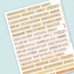 Süße WEIHNACHTSAUSDRÜCKE Collage Digitalbilder - druckbare Download-Datei / Digitales Vintages Papier-Sammelalbum / druckbare Wörter / Gefühle