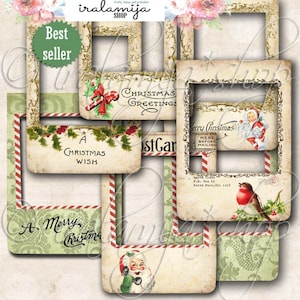 MOLDURAS PARA FOTOS DE NATAL / Molduras de Natal para impressão / Imagens digitais de Natal - Molduras para impressão / Papel para scrapbook de Natal / Molduras para fotos
