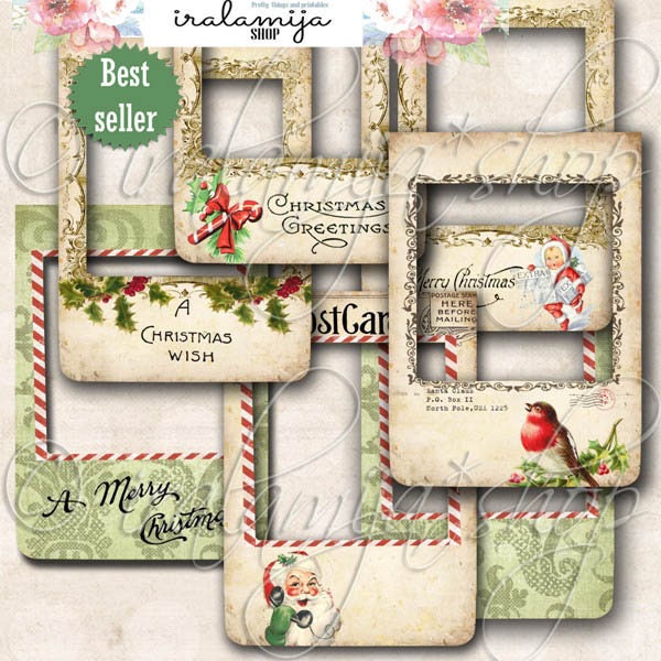 CHRISTMAS PHOTO FRAMES / Printable Christmas Frames / Christmas Digital Images - printable Frames / Christmas Scrapbook paper / Photo Frames