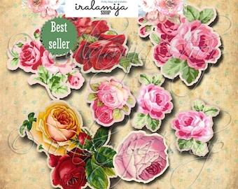 CUT OUT ROSeS No. 2 Printable download / Printable / Scrapbook / Printable Flowers/ Roses / Printable Roses / Cut out Roses / Flowers