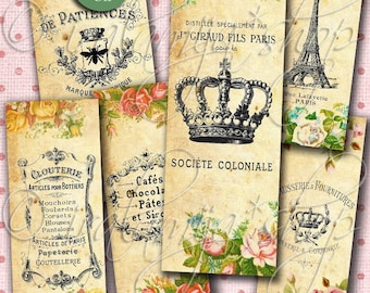 Printable download VINTAGE BOOKMARKS collage Digital Images  -printable download file- Digital Collage Sheet Scrapbook - Bookmarks