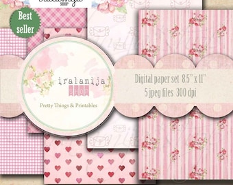 Valentine Paper / BE MINE PAPER 8.5" x 11" Scrapbook Paper / Digital Images printable download - Digital Paper / Valentine Paper / Scrapbook