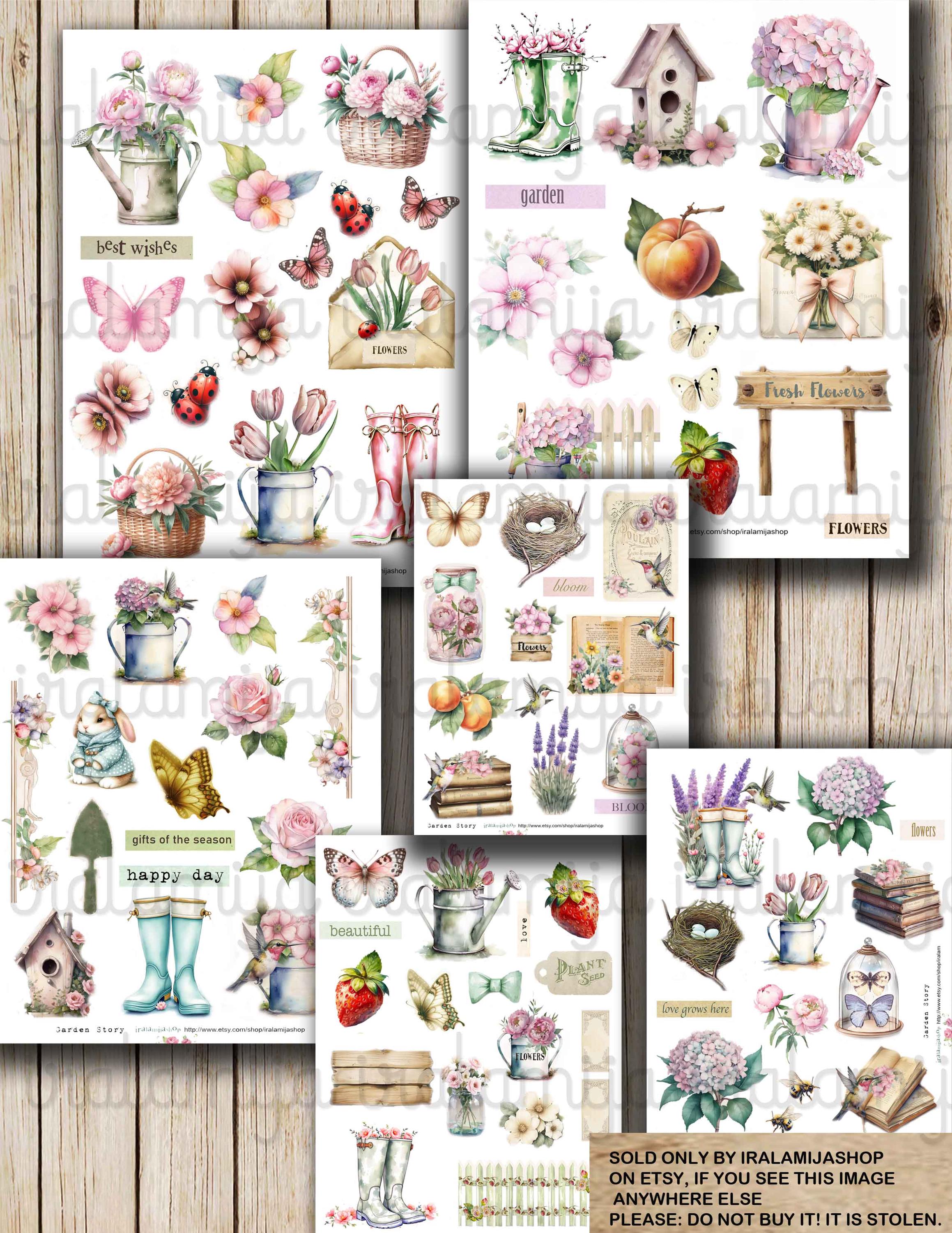 Garden Junk Journal Kit Printable Vintage Garden Ephemera Floral Junk ...