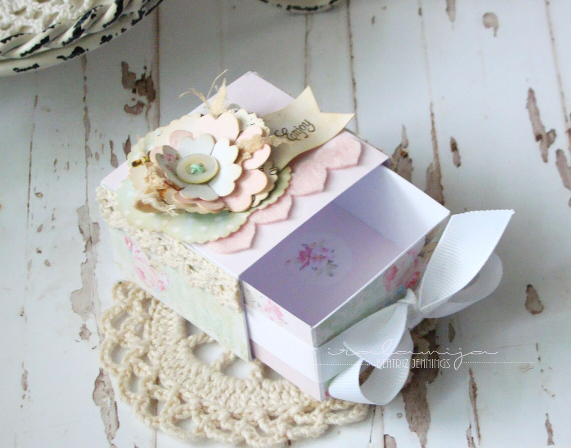 Card and Box Set / Handmade Card / Gift set Shabby Chic Etsy