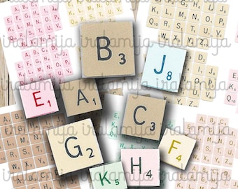 Scrabble Letters Digital Download Alphabet Fussy Cut, Junk Journal Kit, Cut Out Letters Printable Alphabet Letters A-Z words, Iralamijashop