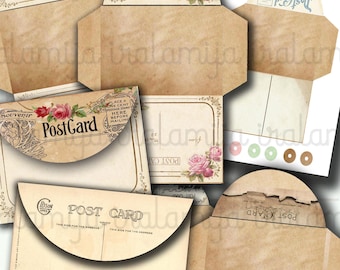 POSTCARD  ENVELOPES No. 1 Vintage Envelopes Digital File Junk Journal Envelopes Ephemera for Junk Journal Vintage Envelope Iralamija