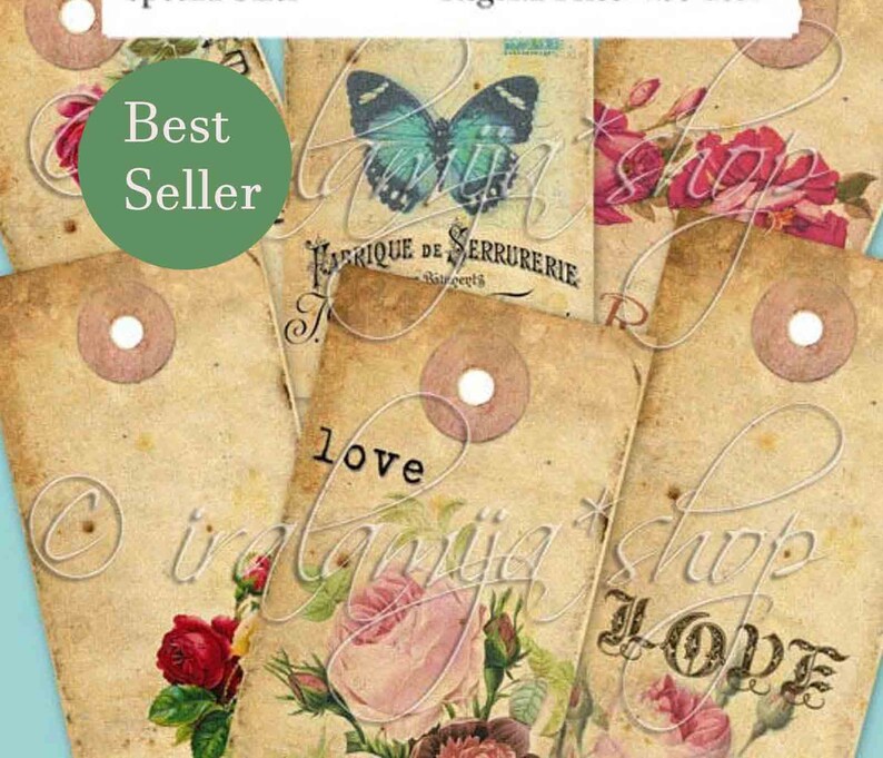 ANTIQUE TAGS Collage Digital Images printable Download File Etsy