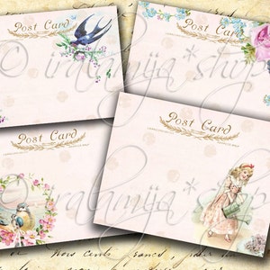 Printable Images / BIG POST CARDS / Printable Digital Images  / printable download / Printable Postcards / Vintage / Scrapbook / Post Cards