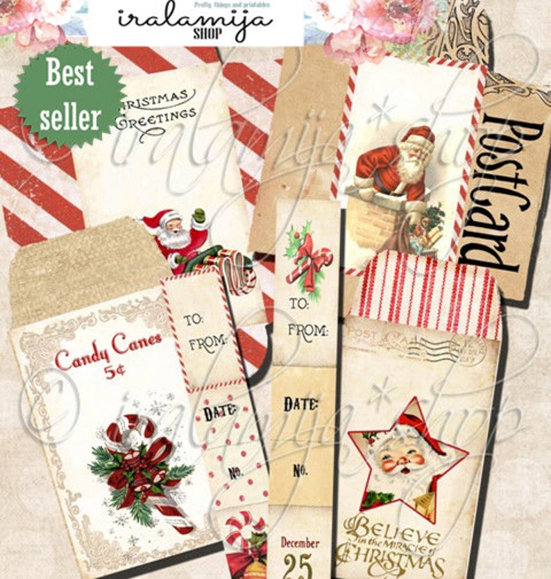 Printable Christmas Envelopes / CHRISTMAS ENVELOPES / Printable Digital Images printable Envelopes / Christmas Images / Christmas / Santa image 1