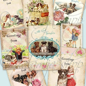 CHIENS, Junk Journal, agenda, flip book, téléchargement numérique, découpes, étiquette, cartes, éphémères, vintage, floral, roses, kit numérique, Iralamijashop