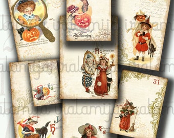 Halloween CARDS/ Digital Download, Halloween Junk Journal, Digital Images / Halloween / Halloween Tags / Junk Journal Kit/ Vintage Halloween