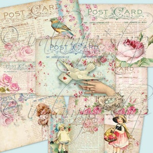 Immagini stampabili / CARTOLINE POSTALI RUSTICHE Immagini stampabili / download stampabile / Carta / Album di ritagli / Portagioielli / Etichette / Carte / Etichetta