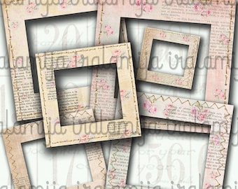 Printable Frames/ Stitched FRAMES / Photo Frames / Digital Images / Photo Frames / printable download / Scrapbook / Frames / Junk Journal