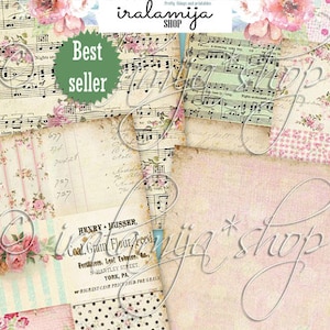 Junk Journal/ BELLA ROSE Papers, Pages de journal, minable, rose, floral, papiers, kit, illustré, roses, fleurs, téléchargement numérique, vintage